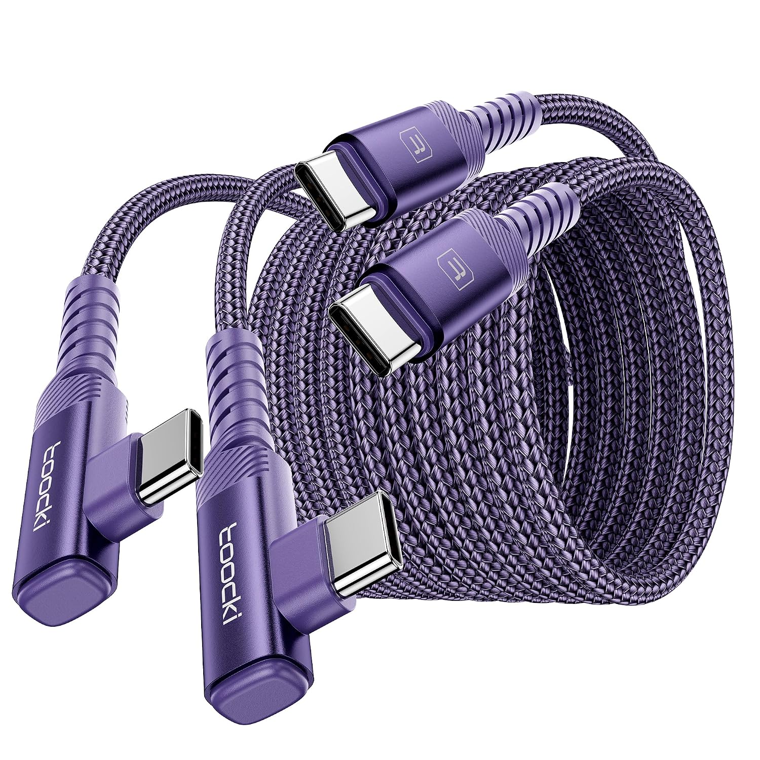 2 SZTUKI - toocki Kabel USB C 60W [3m + 3m] USB C do USB C PD 3.0 fioletowy