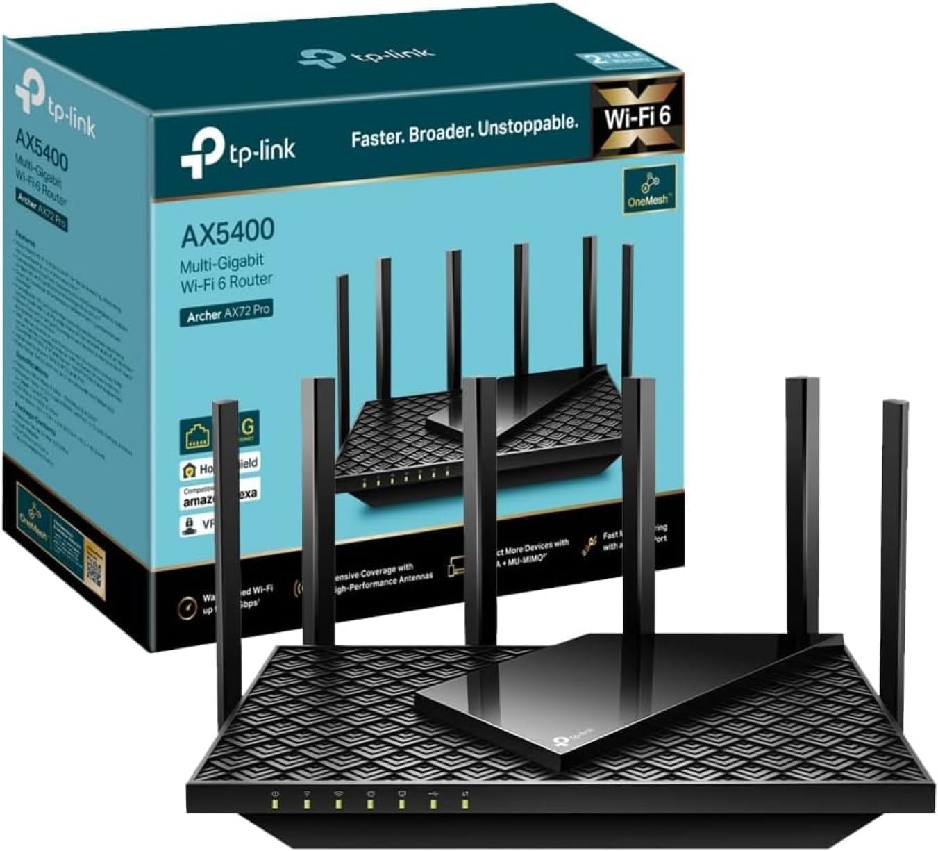 TP‑Link Archer AX72 Pro Router Wi‑Fi 6 AX5400 2,5 Gb/s WAN/LAN + 4× Gigabit Ports USB 3.0 OFDMA MU‑MIMO 6 Anten