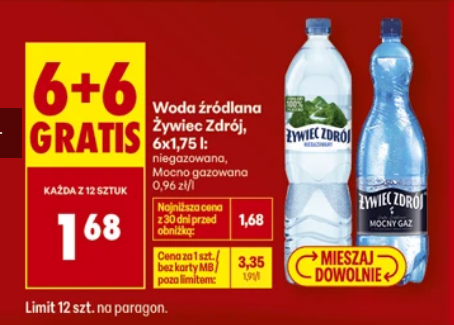 Woda źródlana Żywiec Zdrój 6x1.75 L (6+6 GRATIS) - Biedronka