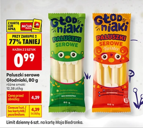 Paluszki serowe Głodniaki 80g (przy zakupie 2 opakowań) - Biedronka