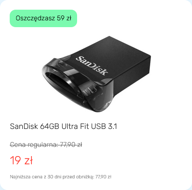 Pendrive SanDisk 64GB za 19 PLN (więcej ofert opis) - Wielkie otwarcie Salonu KOMPUTRONIK w Bydgoszczy