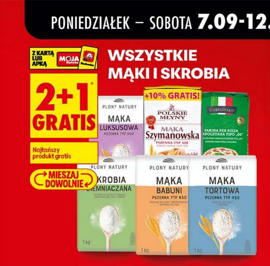 Wszystkie mąki (w tym na pizzę) i skrobia (2+1 GRATIS) - Biedronka