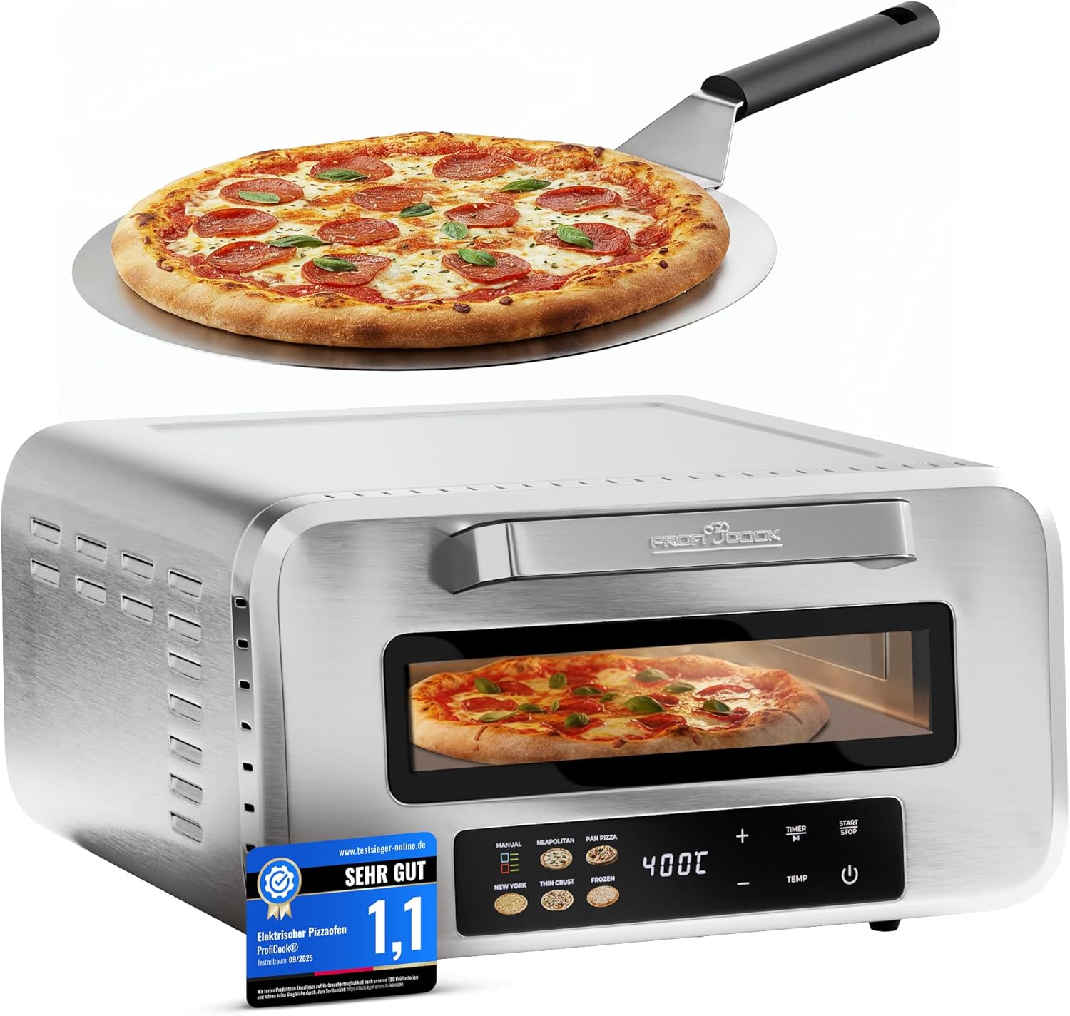 ProfiCook elektryczny piec do pizzy | 400°C | prawdziwy kamień do pizzy