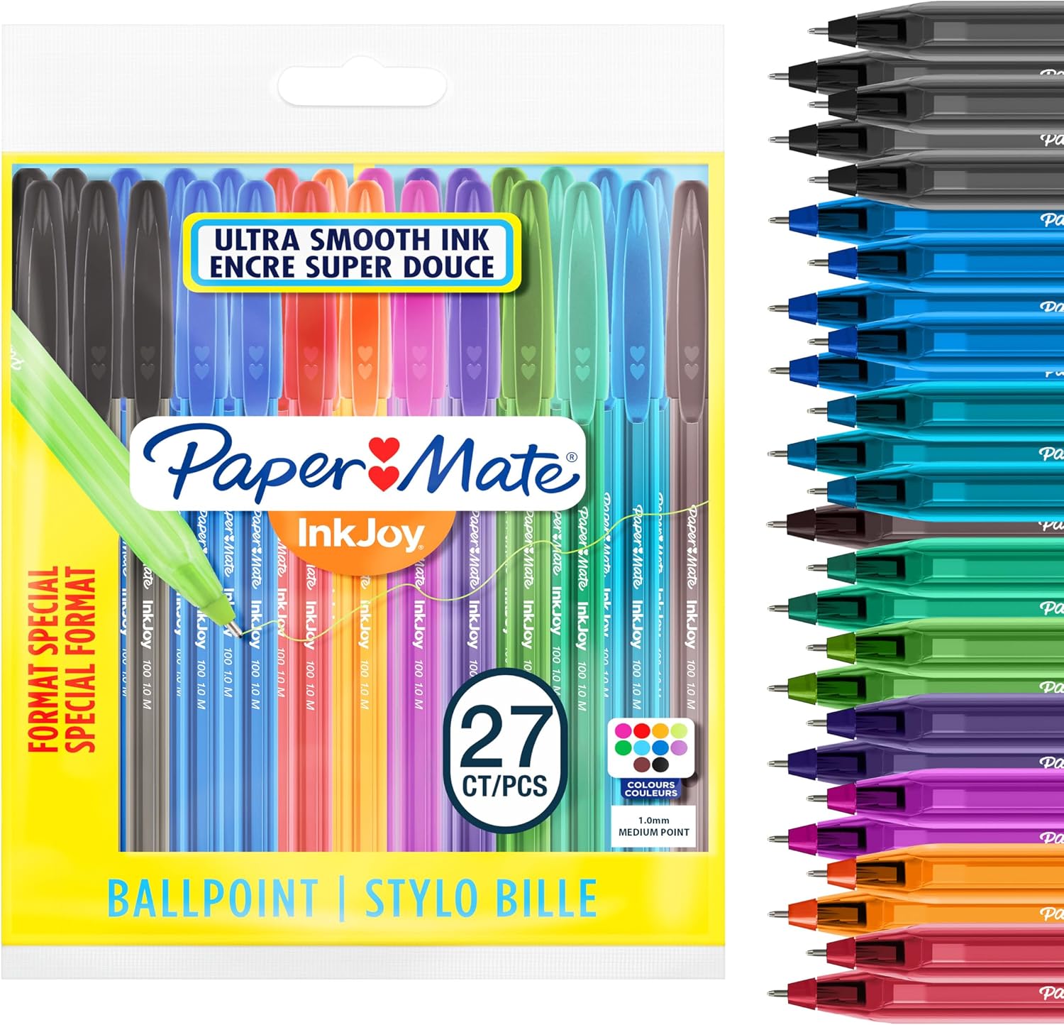 Długopisy Paper Mate InkJoy 100ST | Średnia końcówka (1,0 mm) 27 sztuk