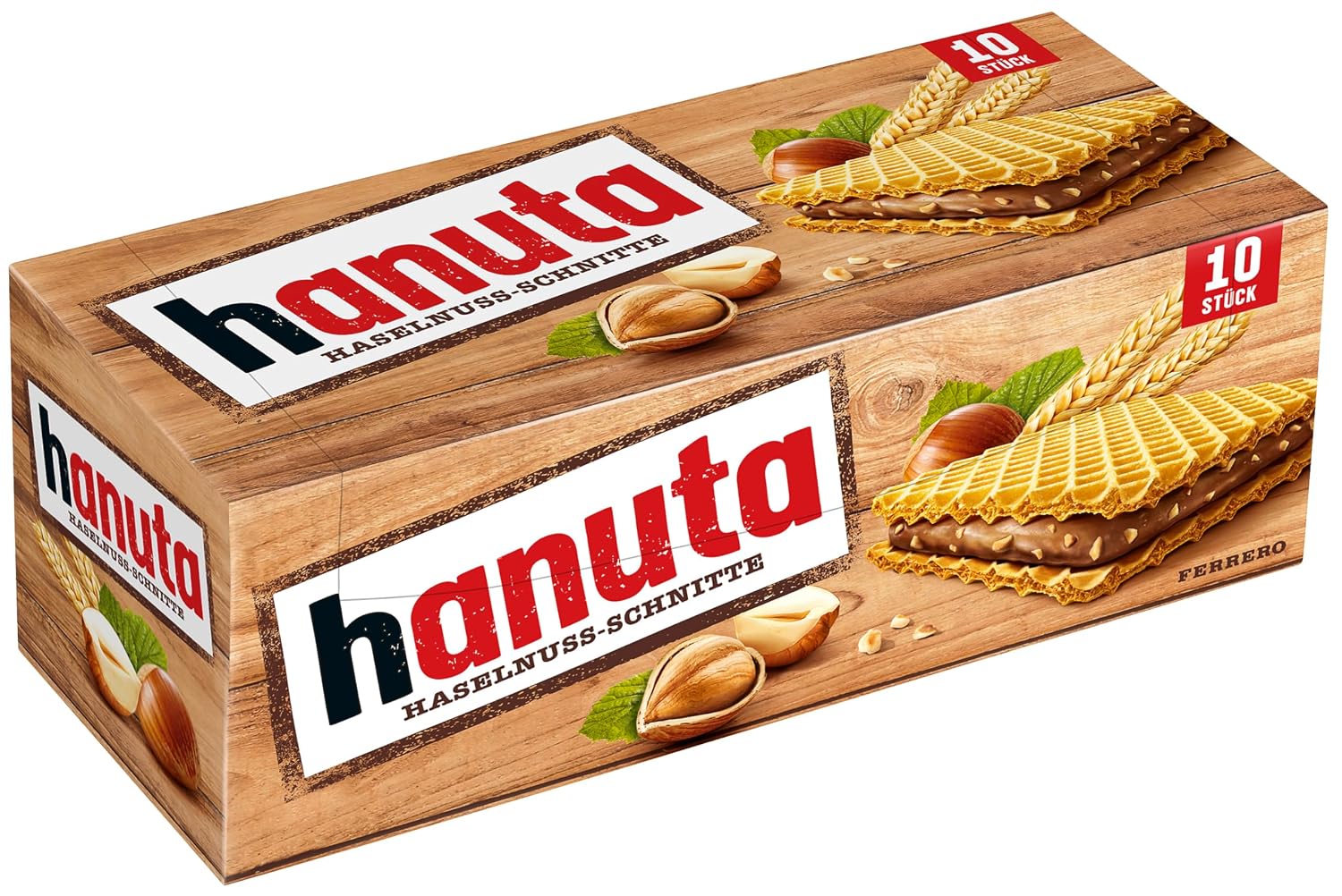 Wafelki Hanuta z kremem z orzechów laskowych duże opakowanie 10 sztuk 220 g