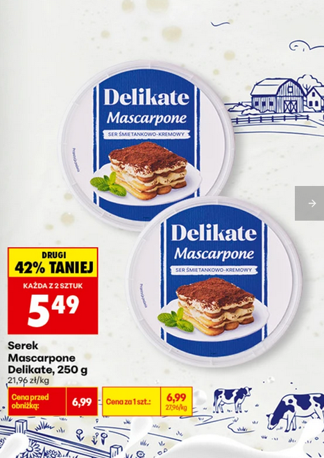 Serek Mascarpone Delikate 250g (przy zakupie 2 op.) - Biedronka
