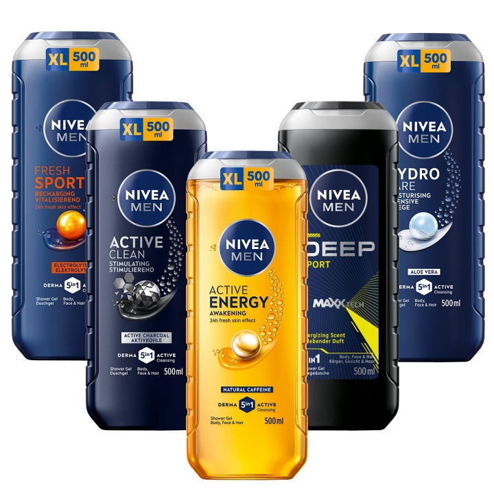 NIVEA MEN Zestaw Męskich Żeli pod prysznic 5 x 500 ml - od Oficjalny sklep Allegro