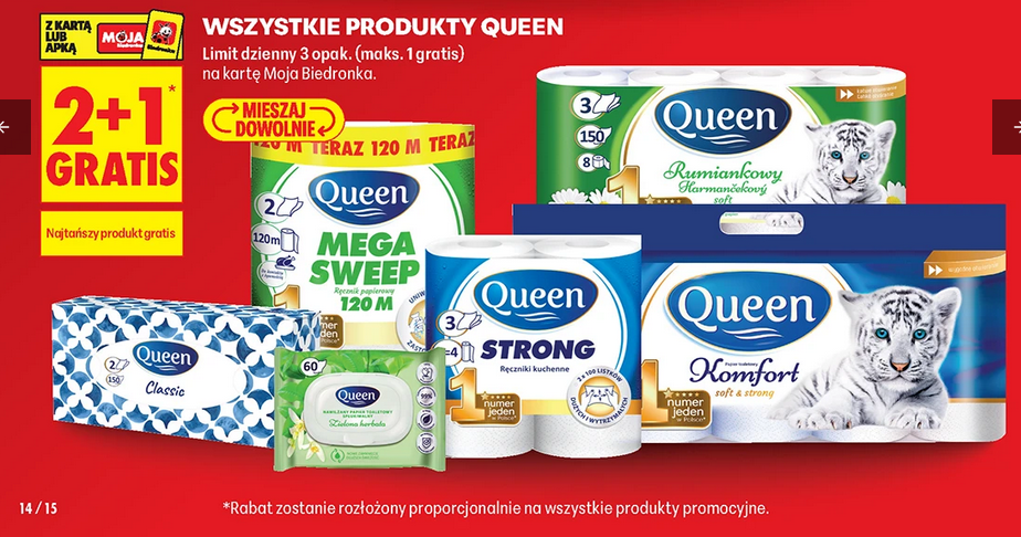 Wszystkie produkty QUEEN (2+1 GRATIS) - Biedronka