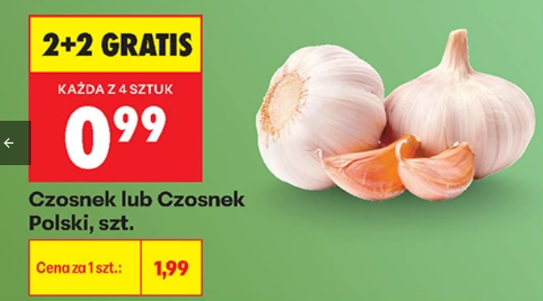 Czosnek lub czosnek polski sztuka (2+2 GRATIS) - Biedronka