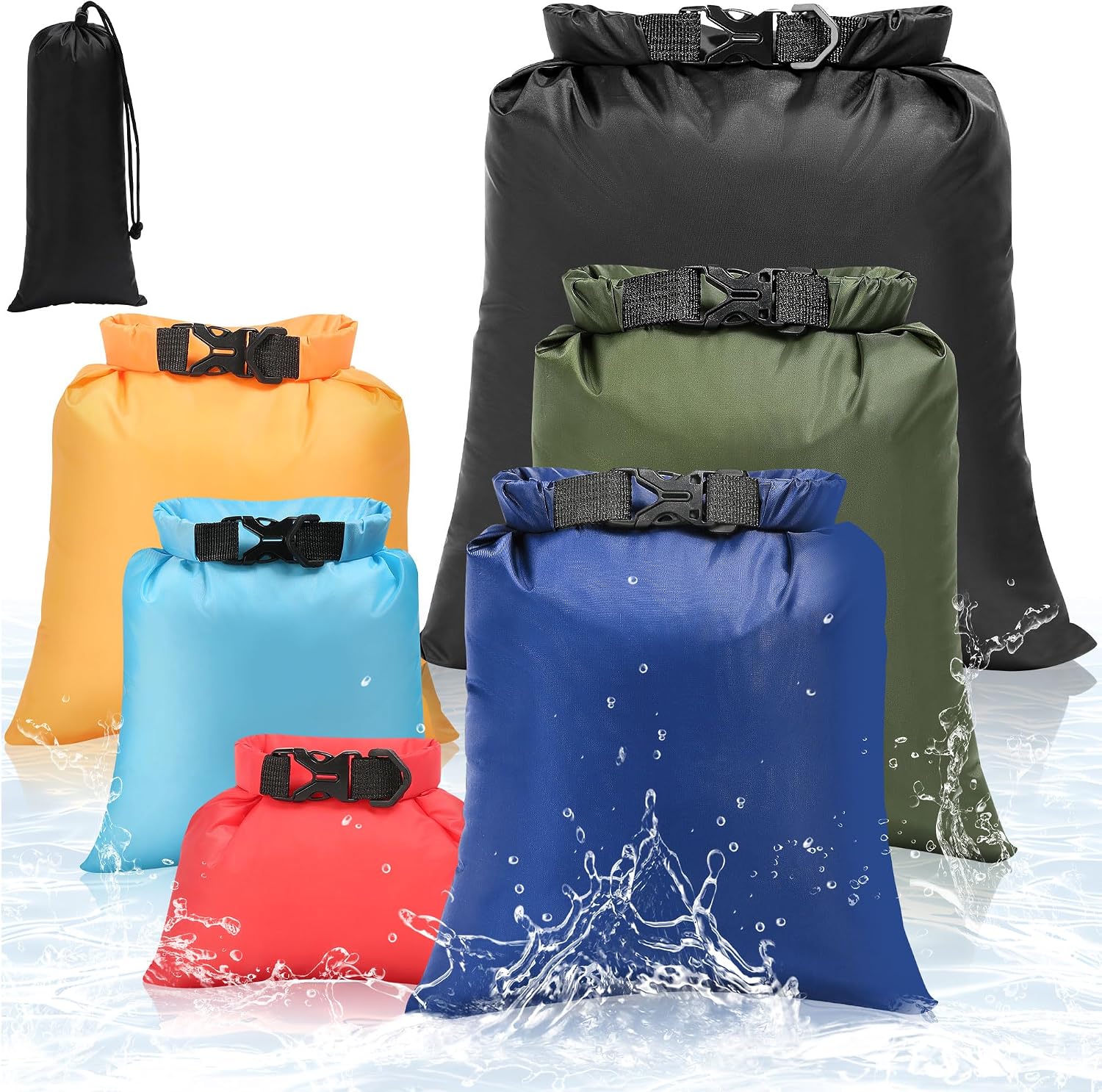 KUOGAS Zestaw toreb wodoodpornych Dry Bag 6 toreb - 1,5l 2,5l 3l 3,5l 5l 8l