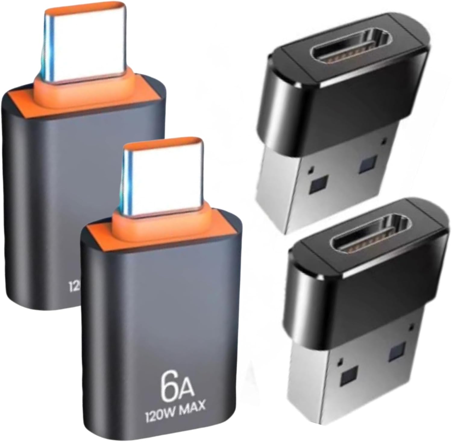 ZESTAW 4 SZTUK - Adapter USB-C USB-A Szybkie Ładowanie Czarny