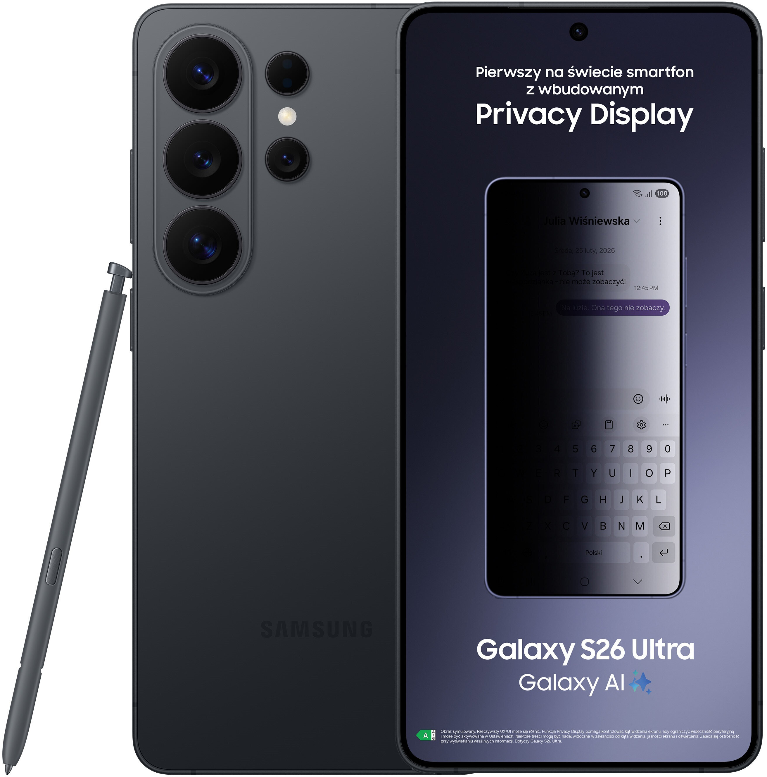 Smartfon SAMSUNG Galaxy S26 Ultra 5G 12/256GB 6.9" 120Hz Czarny SM-S948 EU