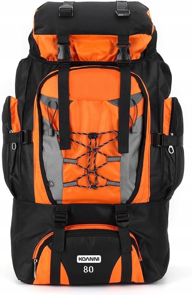 Plecak turystyczny wodoodporny trekkingowy duży lekki survival KOANII 80L PONARAŃCZOWY