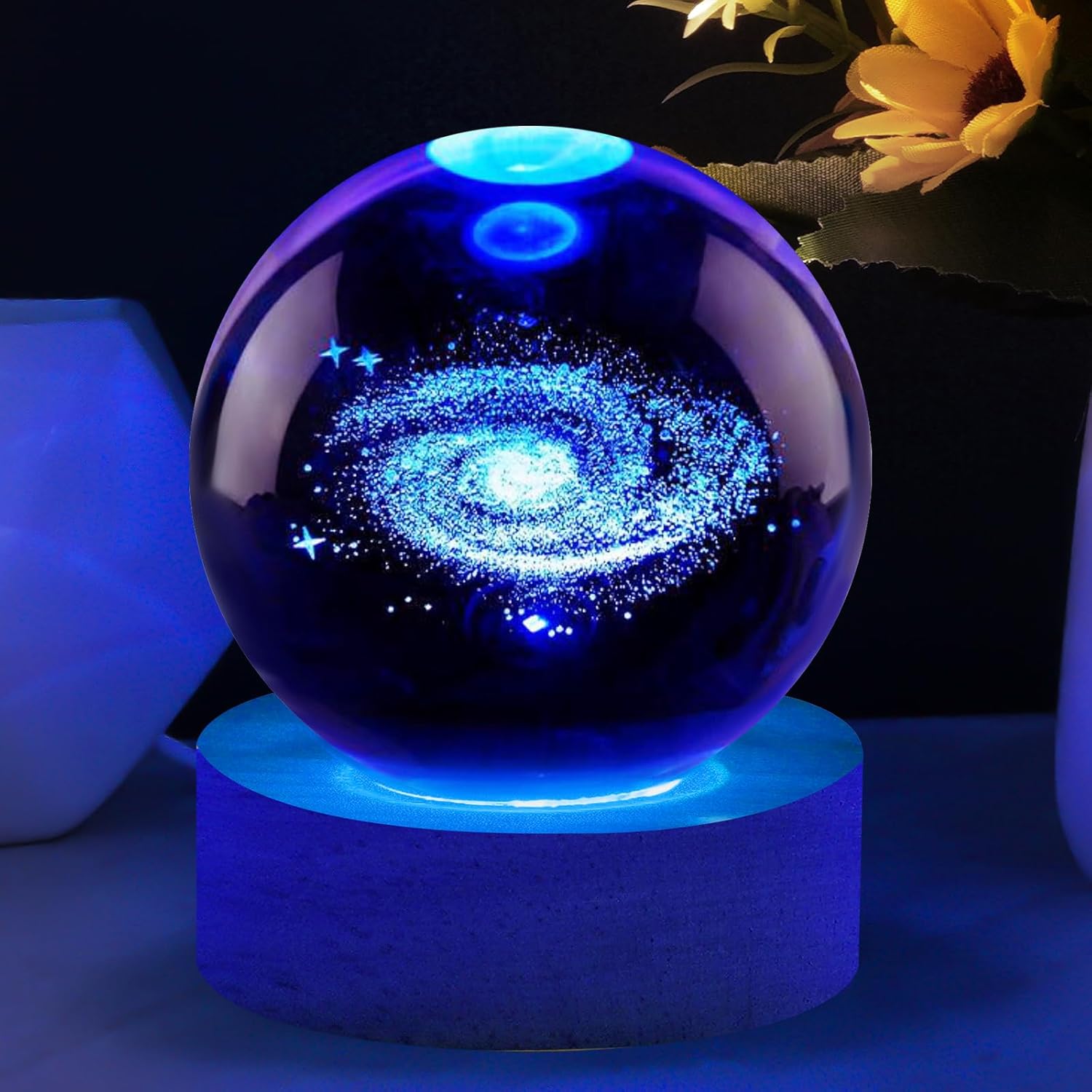 Vicloon 3D galaktyka kryształowa kula lampka nocna planety 3D LED