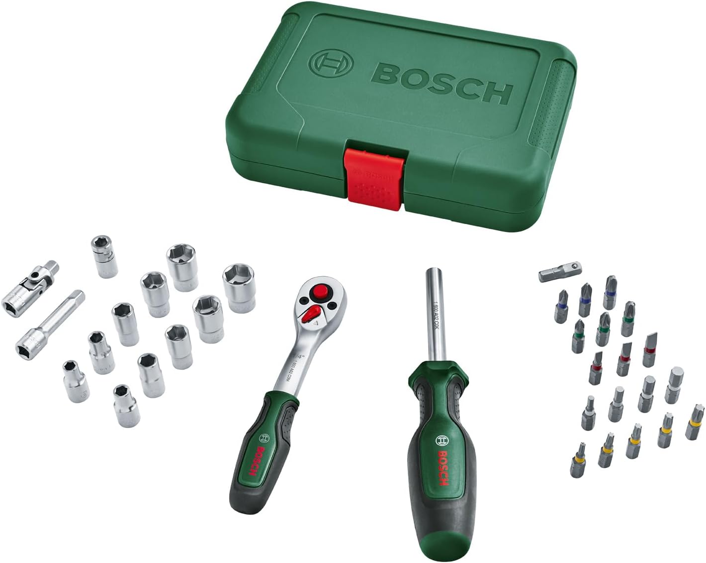 Bosch Grzechotki / 34-częściowy zestaw wkładek do kluczy nasadowych 1/4" + etui/box