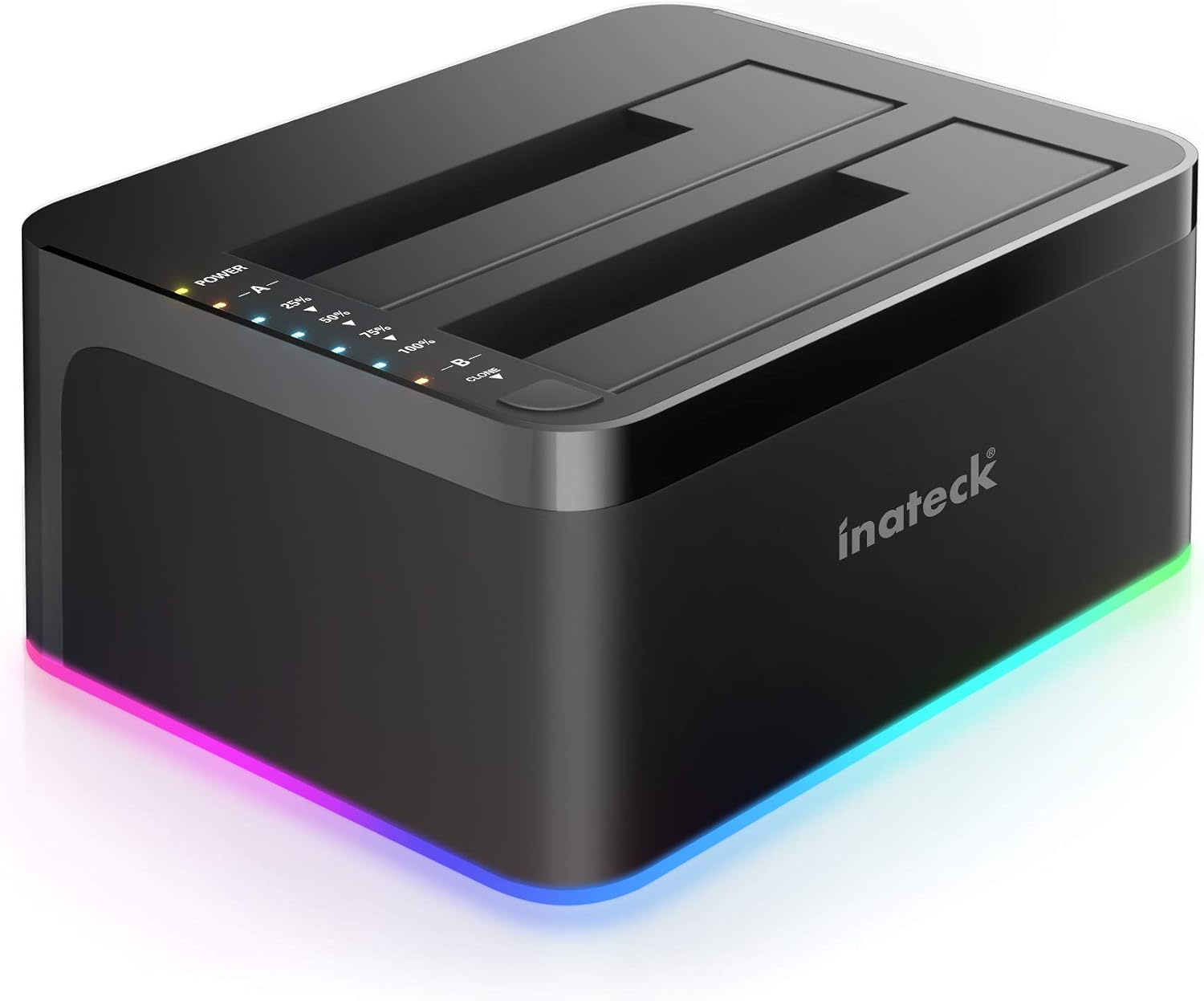 Inateck Stacja dokująca do dysków twardych RGB USB 3.0 z funkcją klonowania offline do 2,5 i 3,5 cala SATA HDD i SSD