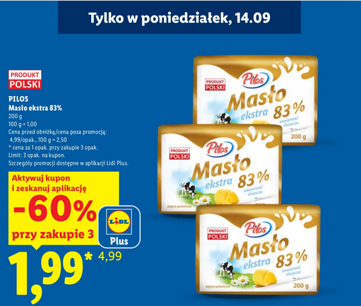PILOS Masło ekstra 83% (przy zakupie 3 sztuk) - LIDL