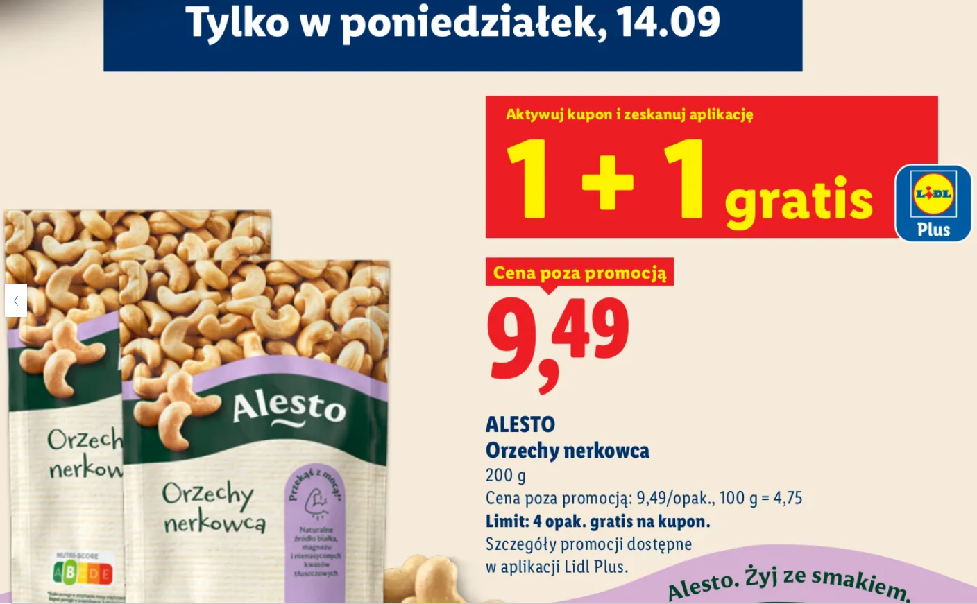 ALESTO Orzechy nerkowca 200g (1+1 GRATIS) - LIDL