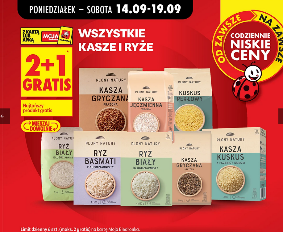 Wszystkie kasze i ryże (2+1 GRATIS) - Biedronka