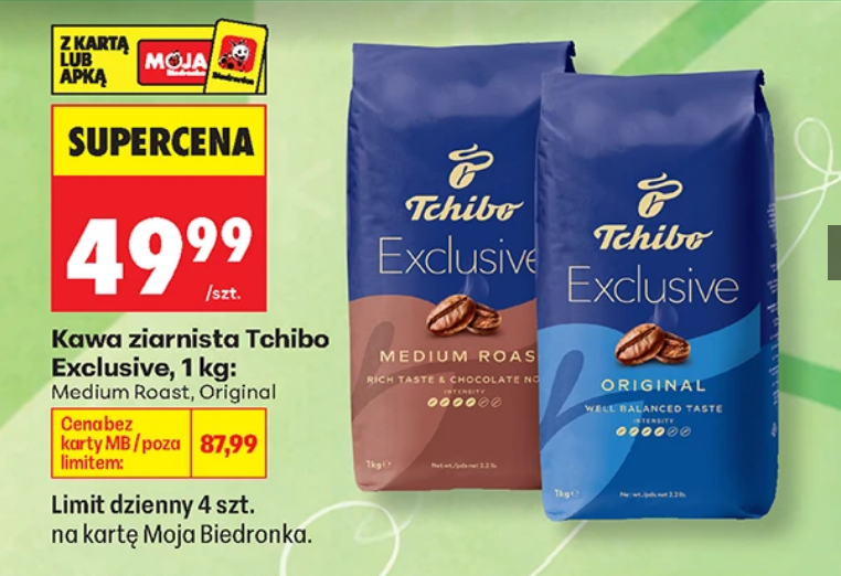 Kawa ziarnista Tchibo Exclusive rżne rodzaje 1 KG