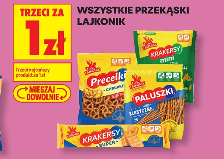 Wszystkie przekąski LAJKONIK (trzeci produkt za 1 PLN) - Biedronka