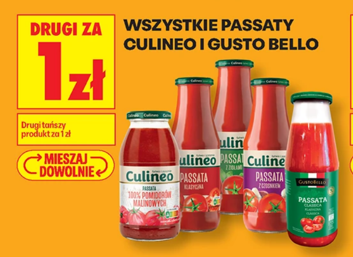 Wszystkie passaty CULINEO i GUSTO BELLO (drugi produkt za 1 PLN) - Biedronka