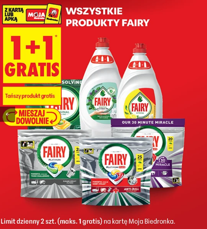 Wszystkie produkty FAIRY (1+1 GRATIS) - Biedronka