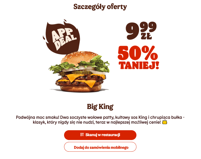 "Big King" znów 50% taniej w Burger King