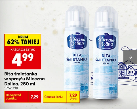 Bita śmietana w spray'u Mleczna Dolina 250 ml (przy zakupie 2 sztuk) - Biedronka