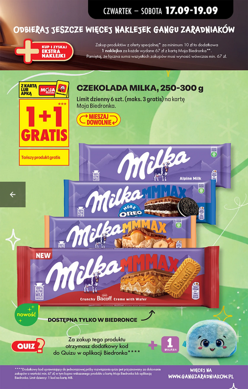Czekolada MiLKA 250-300g (1+1 GRATIS)