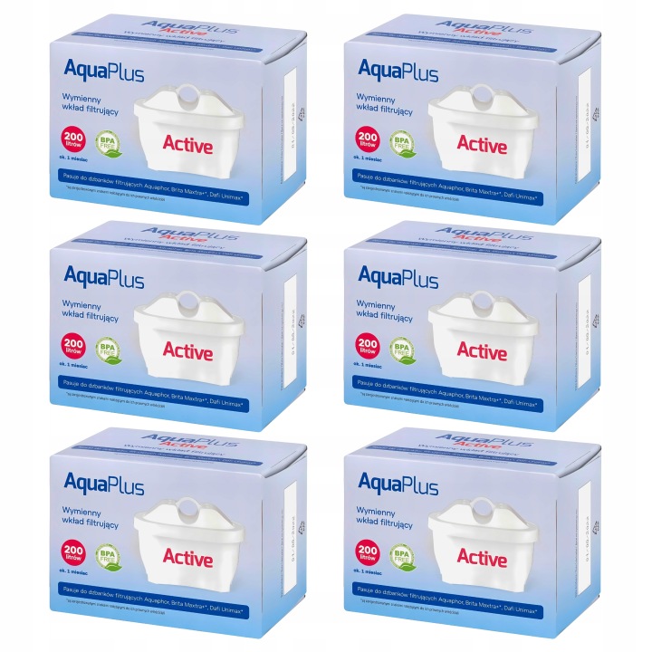 6 SZTUK - Wkład filtrujący do wody AquaPlus Active do dzbanka filtrującego - od AquaPlus