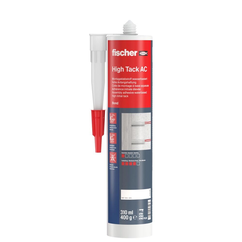 Fischer Klej montażowy High Tack AC klej na bazie wody biały 310 ml