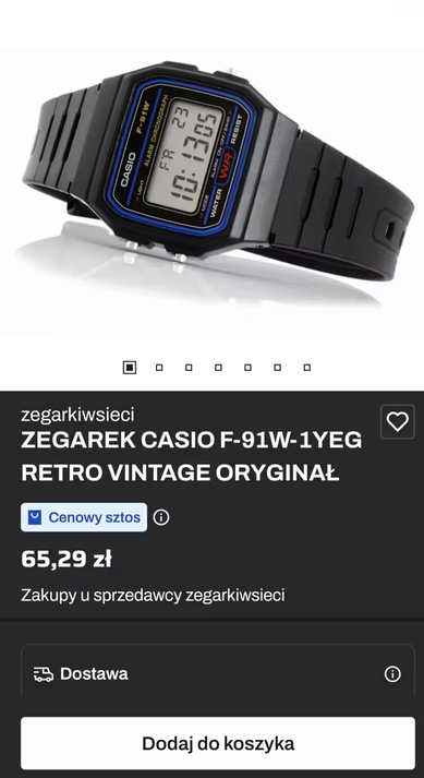 Zegarek Casio F-91W-1YEG (F91W)