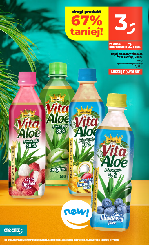 Napój Aloesowy Vita Aloe rózne rodzaje 500 ml (cena przy zakupie 2 szt.) - DEALZ