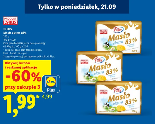 PILOS Masło ekstra 83% 200g (przy zakupie 3 sztuk) - LIDL
