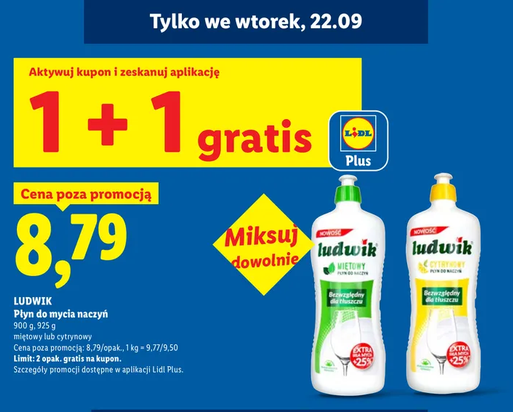 LUDWiK Płyn do mycia naczyń 900-920g (1+1 GRATIS) - LIDL
