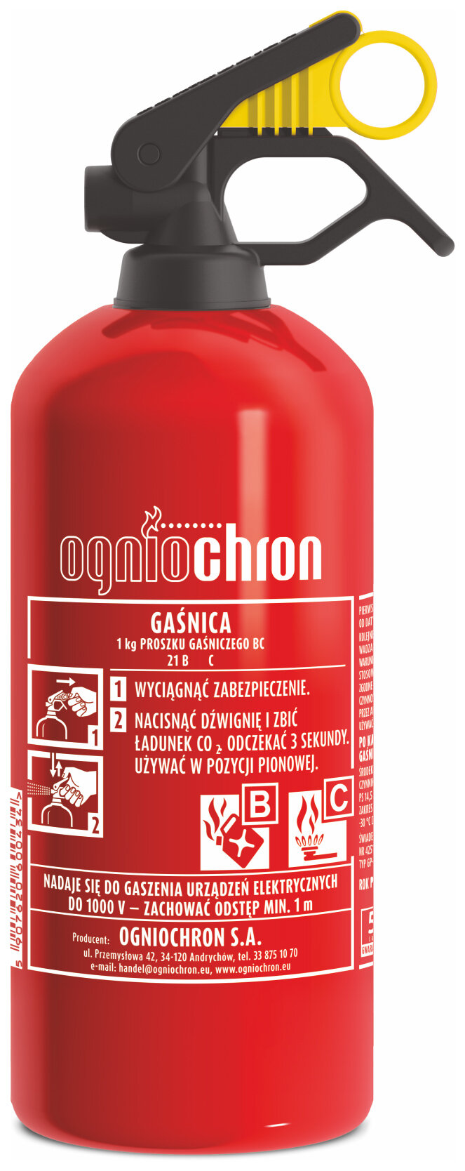 Gaśnica samochodowa OGNIOCHRON GP-1Z BC 1 kg