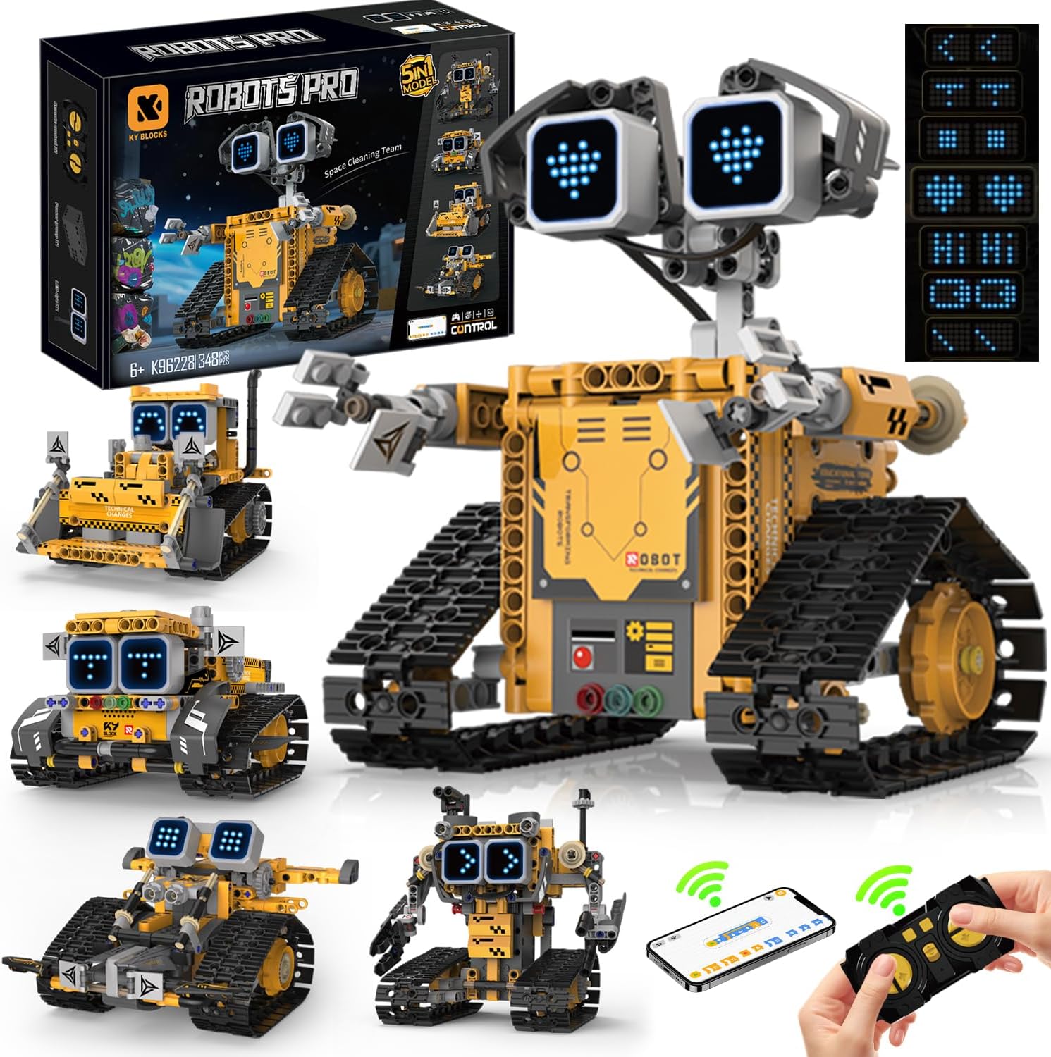 ROBOTS PRO: Technic Wall robot konstrukcyjny 5w1 z aplikacją i zdalnie sterowany LED