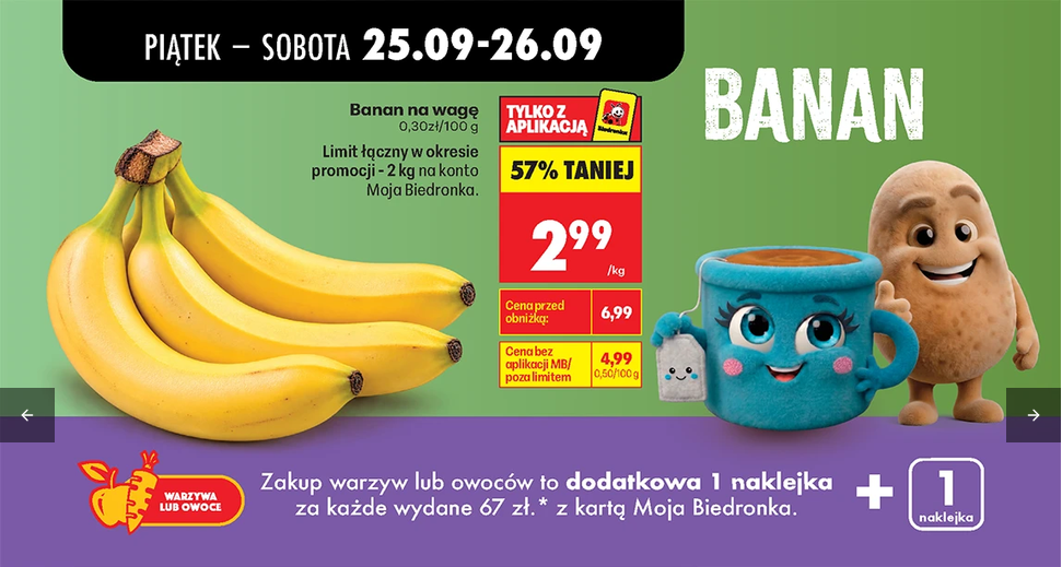 Banan na wagę 1 KG - Biedronka
