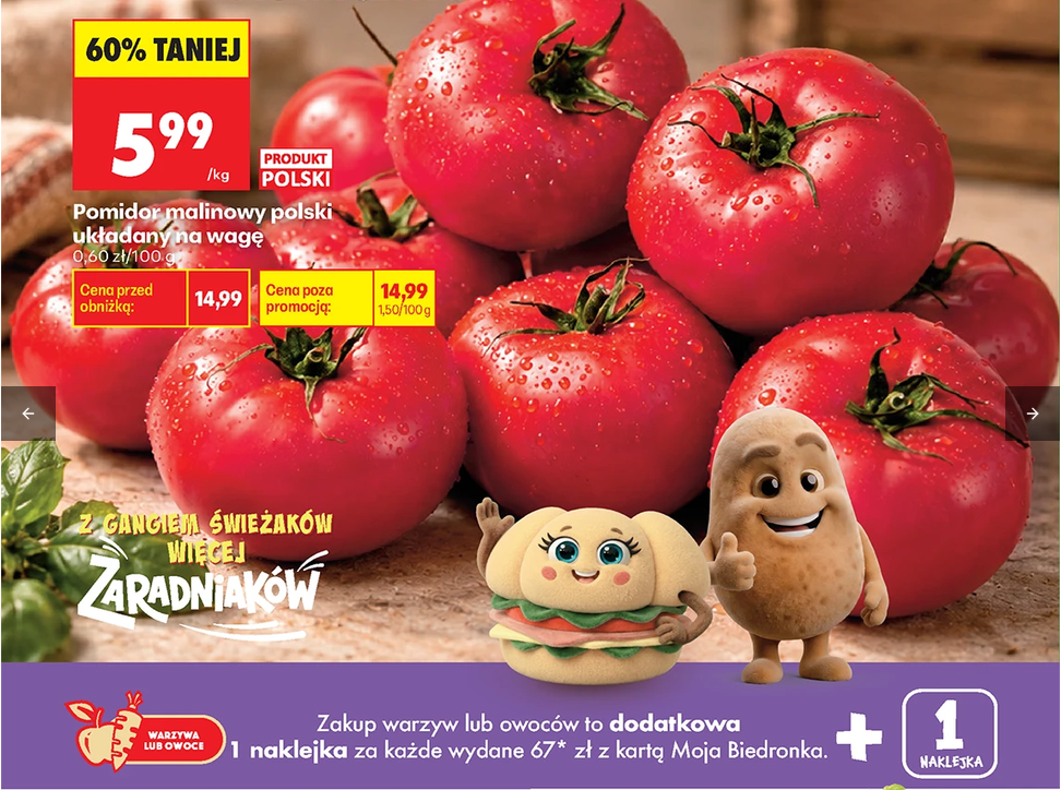 Pomidor malinowy polski układany na wagę 1 KG - Biedronka