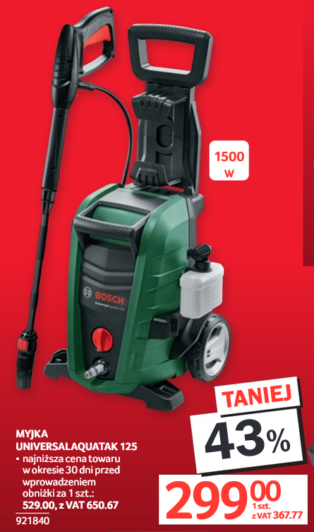 Myjka wysokociśnieniowa Bosch UniversalAquatak 135 06008A7C00 (299.00 netto dla firm) - SELGROS