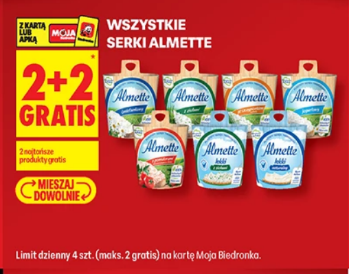 Wszystkie serki ALMETTE (2+2 GRATiS) - Biedronka