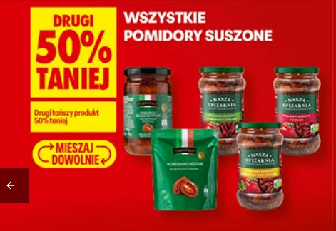 Wszystkie pomidory suszone (drugi produkt 50% taniej) - Biedronka