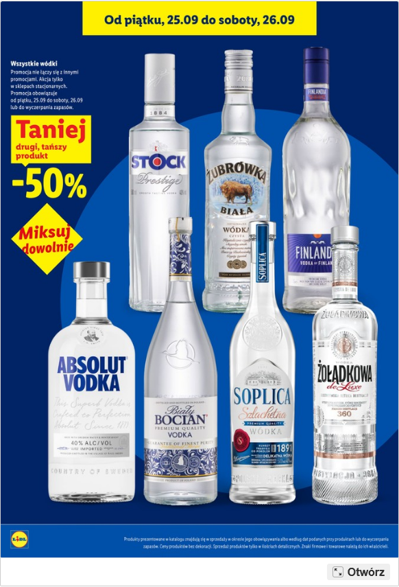 Wszystkie wódki (50% taniej drugi tańszy produkt) - LIDL