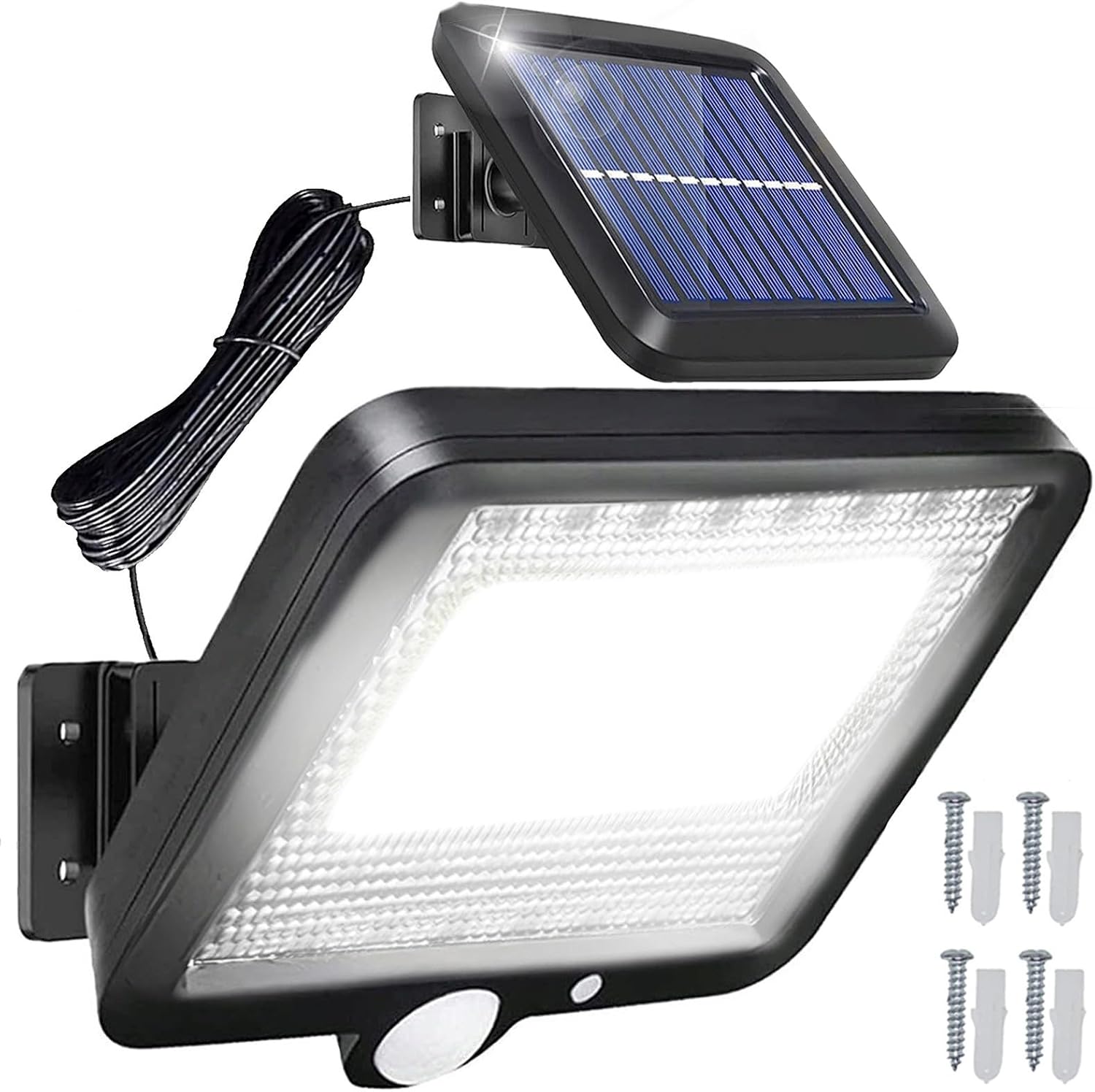 Retoo Lampa solarna 100 LED COB czujnik ruchu IP44 panel 5 m