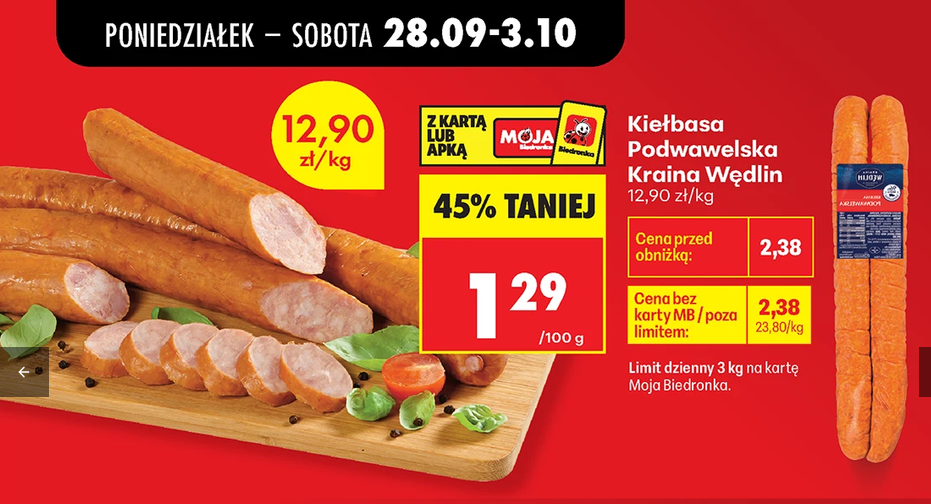 Kiełbasa Podwawelska Kraina Wędlin 1 KG - Biedronka