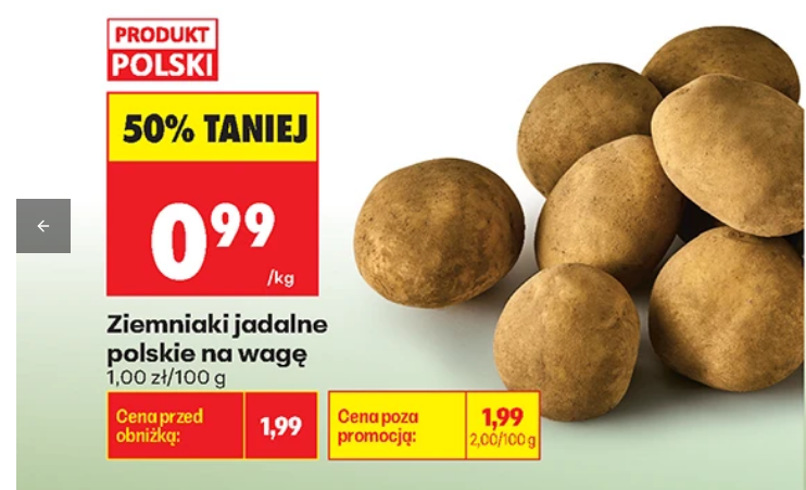 Ziemniaki jadalne polskie na wagę 1 KG - Biedronka