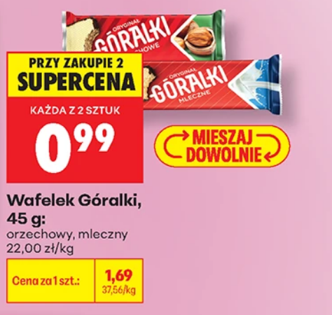 Wafelek Góralki 45g orzechowy lub mleczny (przy zakupie 2 szt.) - Biedronka
