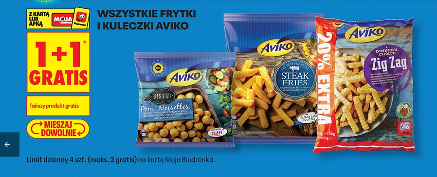 Wszystkie frytki i kuleczki AVIKO (1+1 GRATIS) - Biedronka