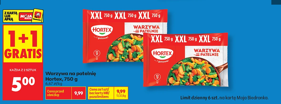 Warzywa na patelnię HORTEX 750g (1+1 GRATIS) - Biedronka